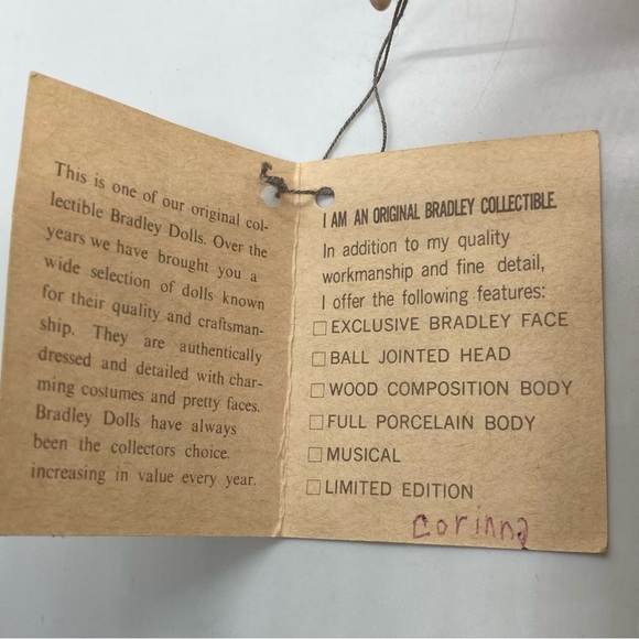 Bradley’s Collectible Doll Porcelain Pouts Pouty Corinna 542 13” Victorian NEW - Picture 14 of 15